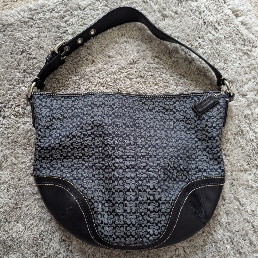 Coach Women's Shoulder Bag Logo Black/Gray Handbag